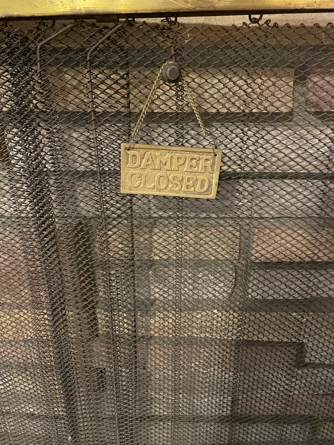 Vintage Fireplace Screen with Damper Closed Sign - photo 2