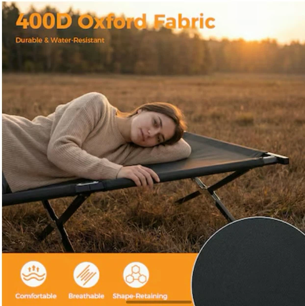 Folding Camping Cot, Extra Wide Up to 300lbs - photo 3