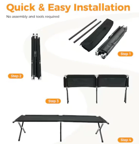 Folding Camping Cot, Extra Wide Up to 300lbs - photo 4