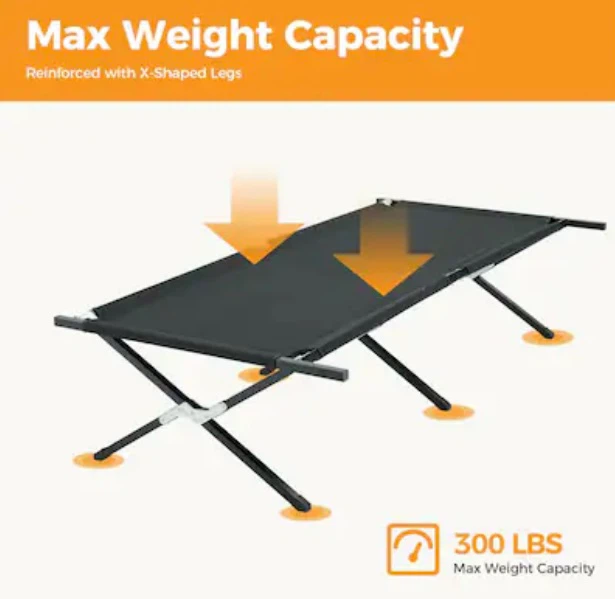 Folding Camping Cot, Extra Wide Up to 300lbs - photo 5