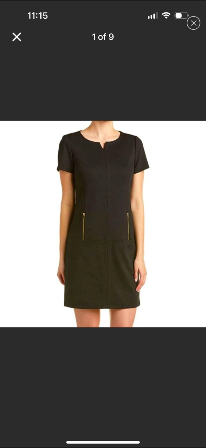 Tahari Ponte Sheath Small Black Dress New