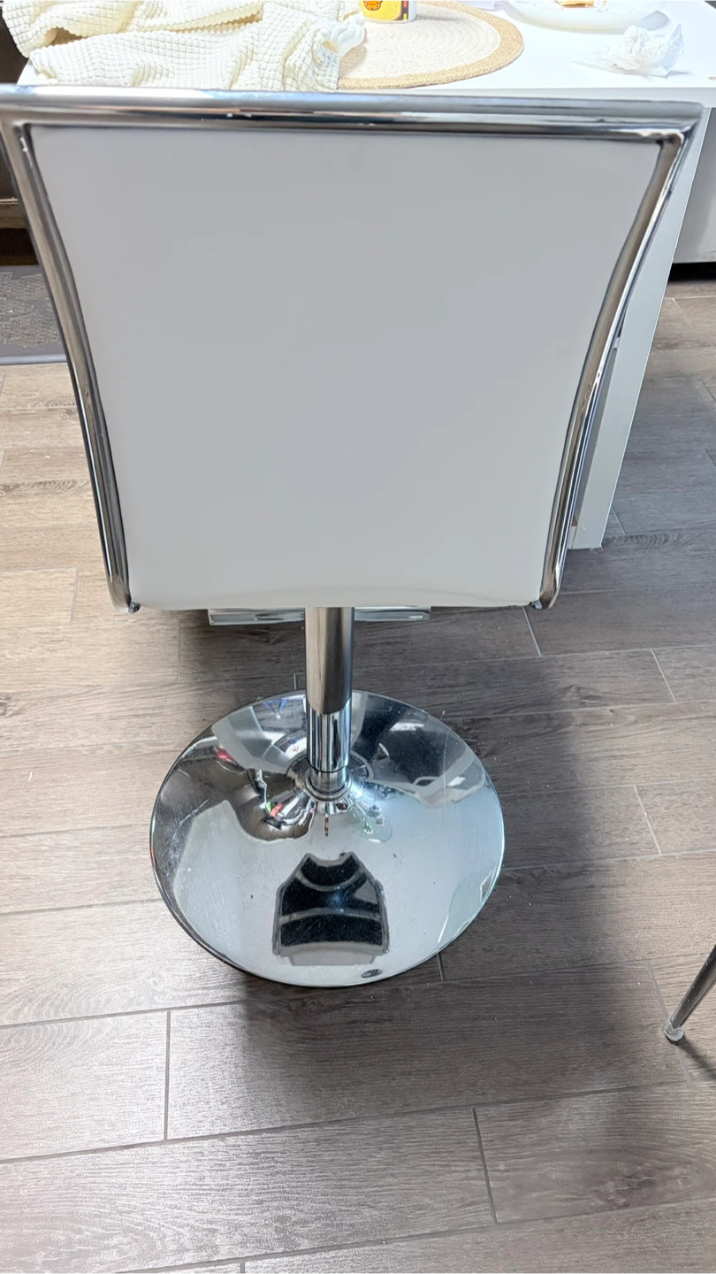 White Bar Stool with cream fabric stretch cover - photo 2