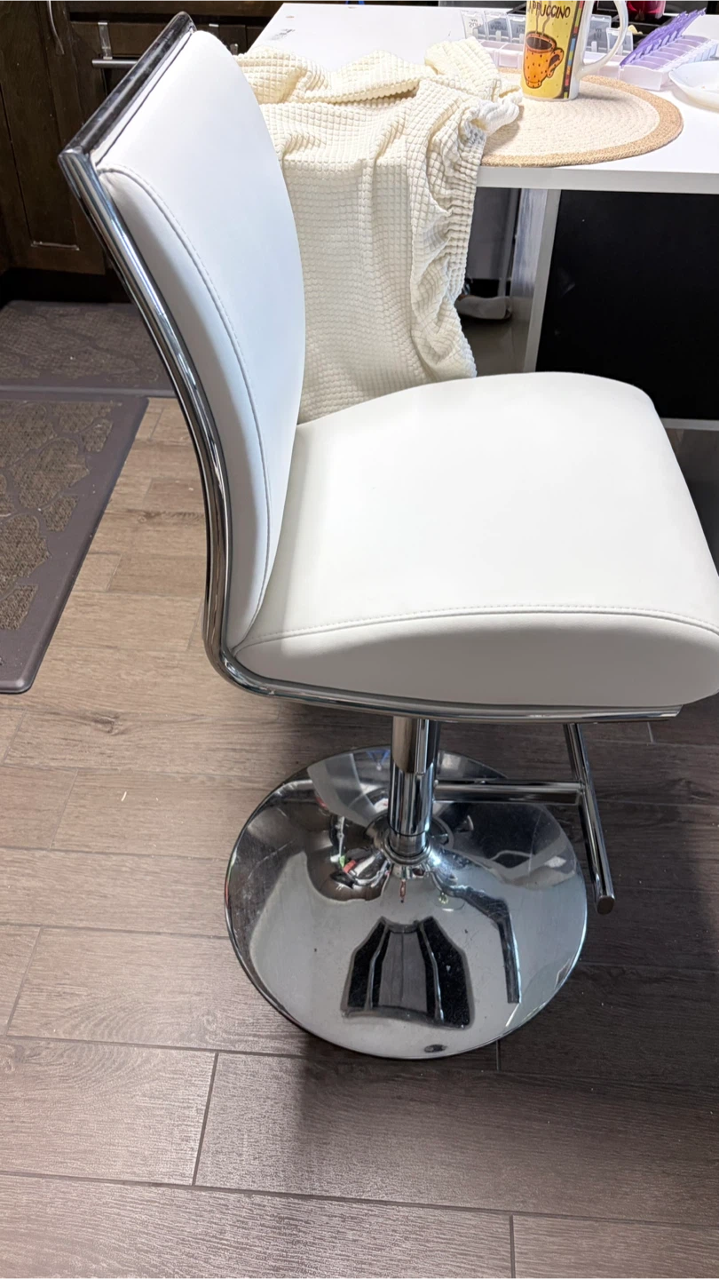 White Bar Stool with cream fabric stretch cover - photo 3