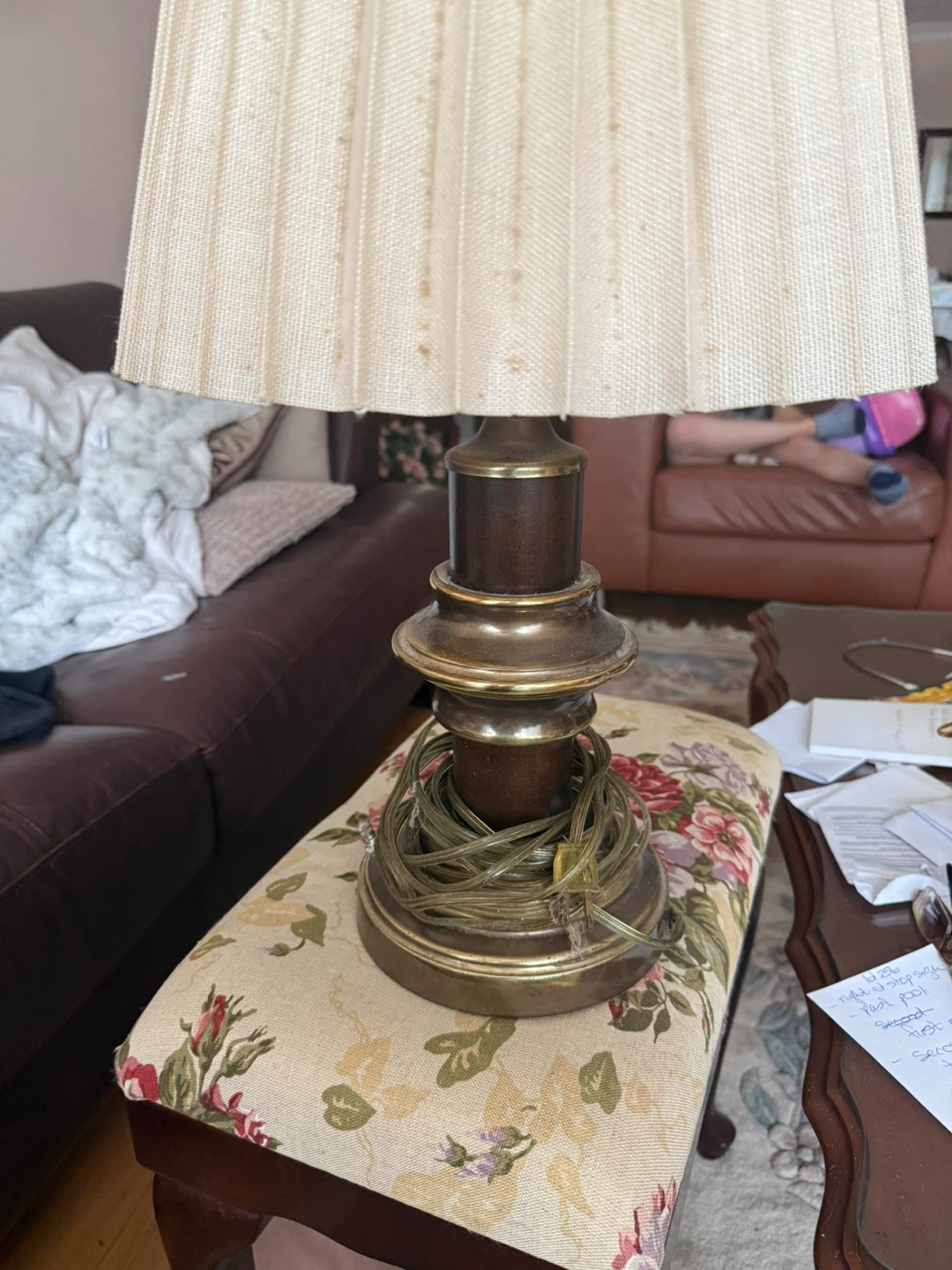 Vintage Table Lamp with Pleated Shade - photo 3