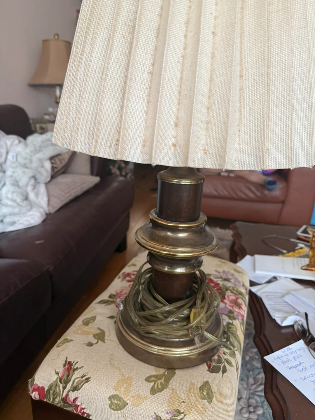Vintage Table Lamp with Pleated Shade - photo 2