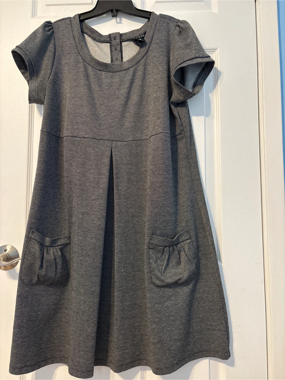 Grey Pleated Pocket Dress