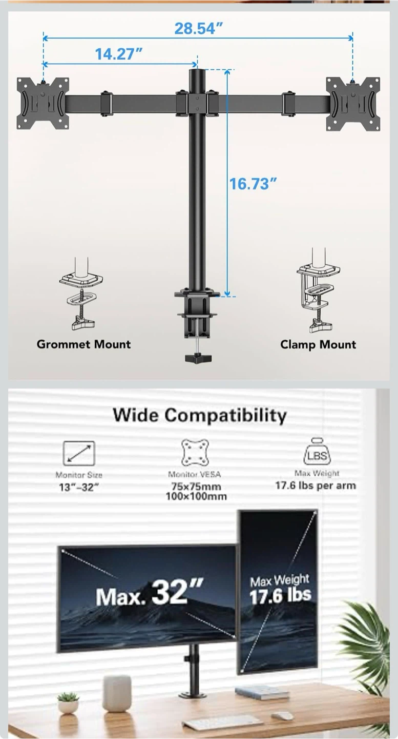 Dual Monitor Desk Mount Stand - photo 2
