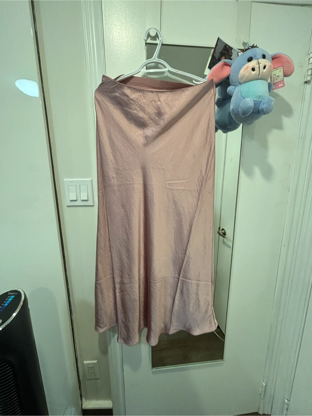 Pink Satin Midi Skirt