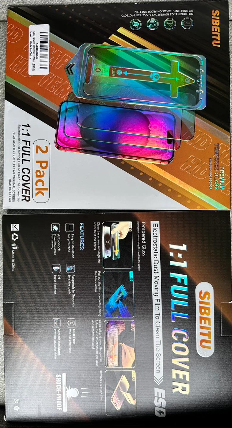 SIBEITU 2 Pack 1:1 Full Cover Tempered Glass Screen Protectors - photo 2