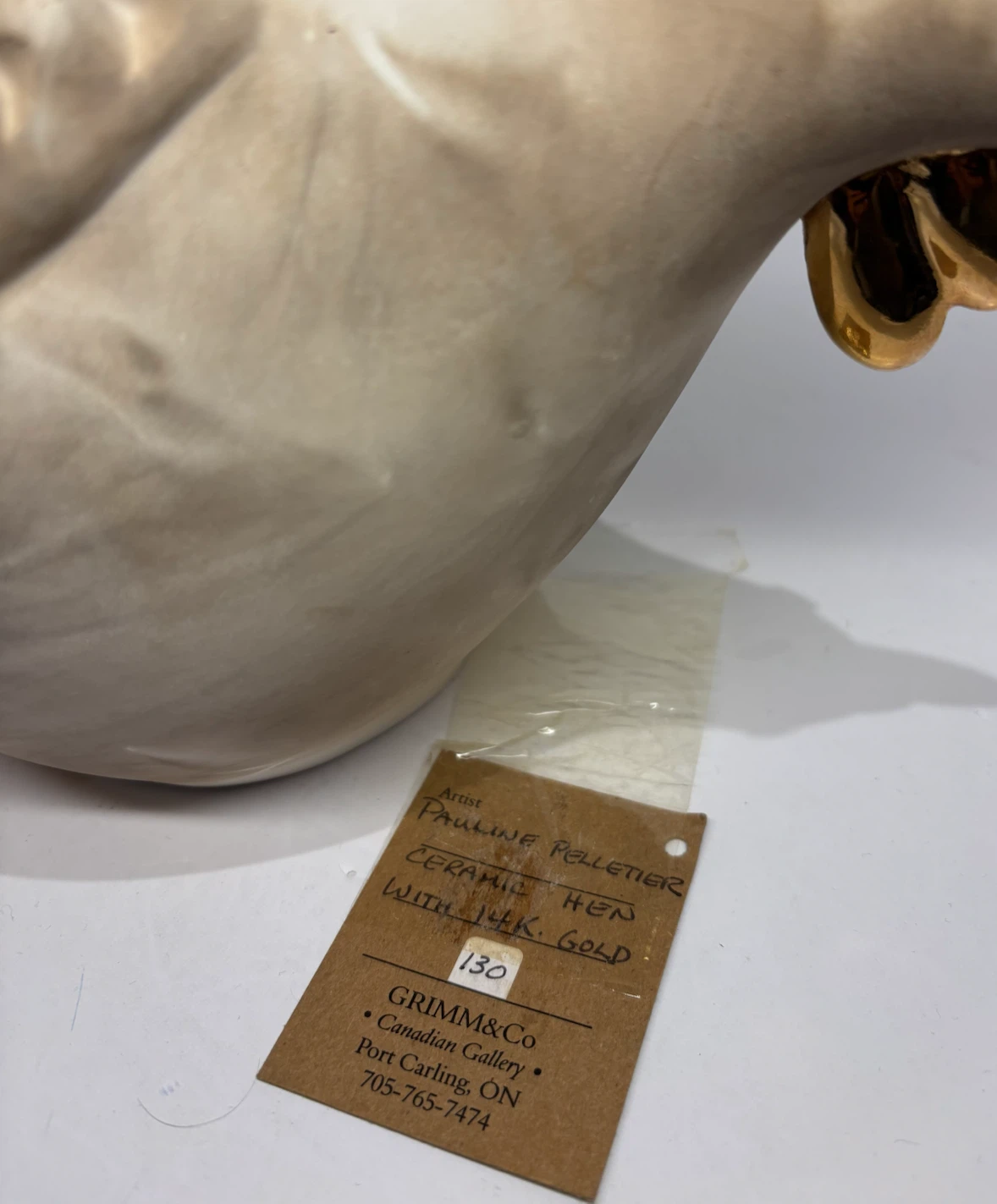 Pauline Pelletier Ceramic Hen Sculpture with Gold Accents - photo 2
