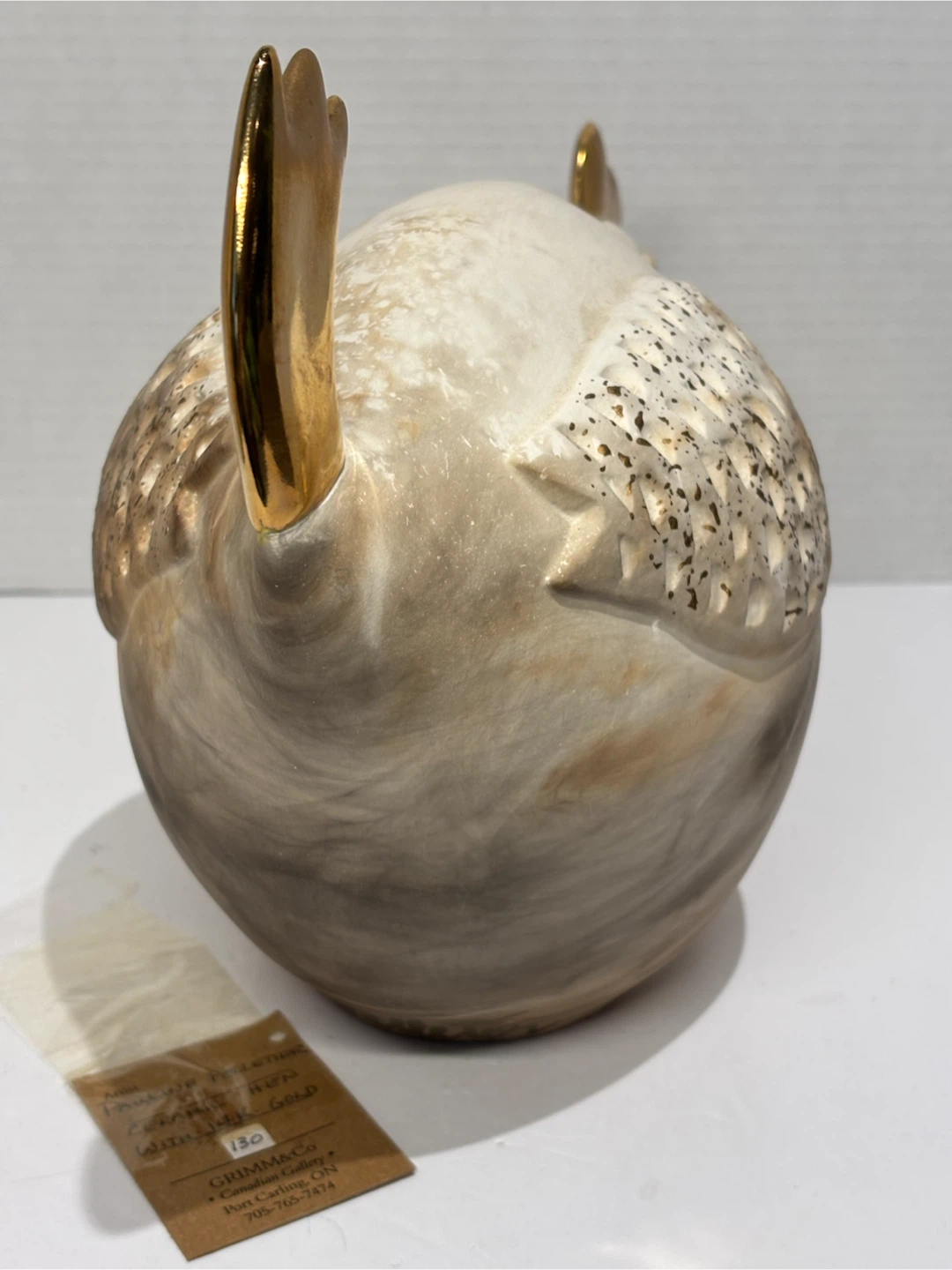 Pauline Pelletier Ceramic Hen Sculpture with Gold Accents - photo 5