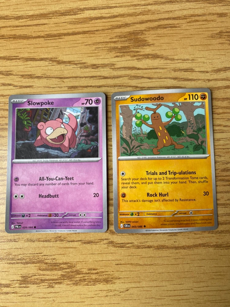 Pokemon Cards - Slowpoke & Sudowoodo