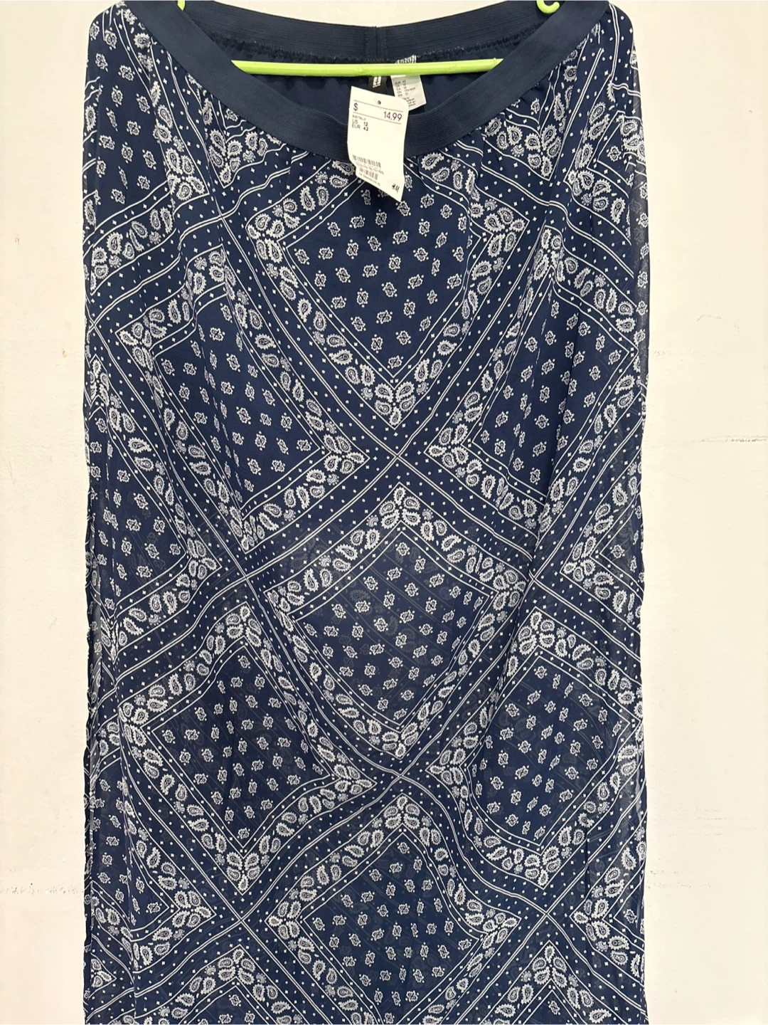 H&M Navy Bandana Print Midi Skirt