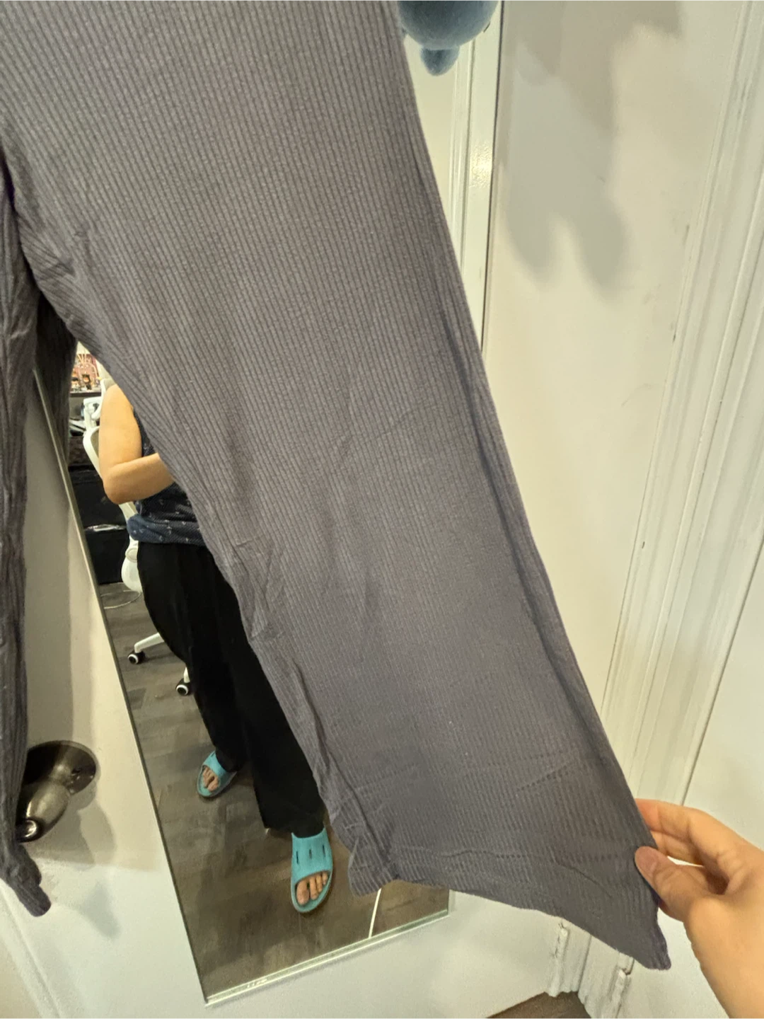 Grey Ribbed Wide Leg Pants - photo 5