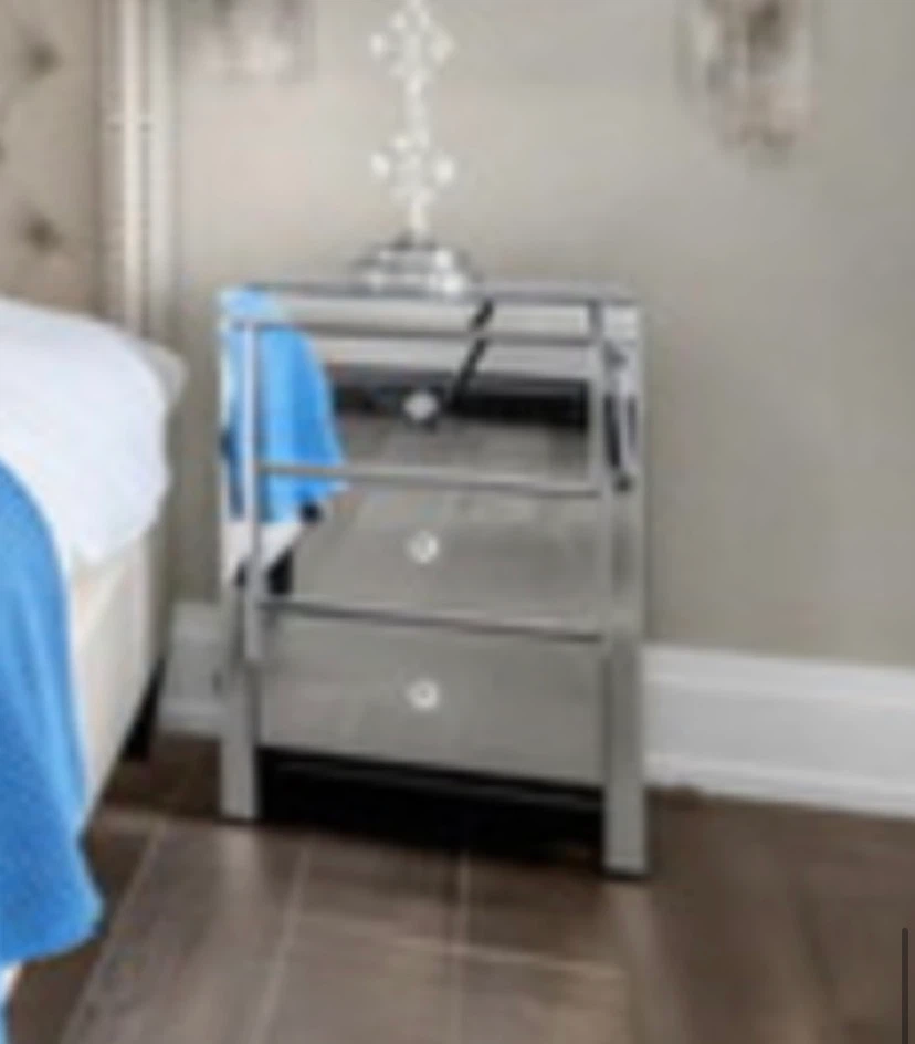 Mirrored Nightstand with 2 Drawers
