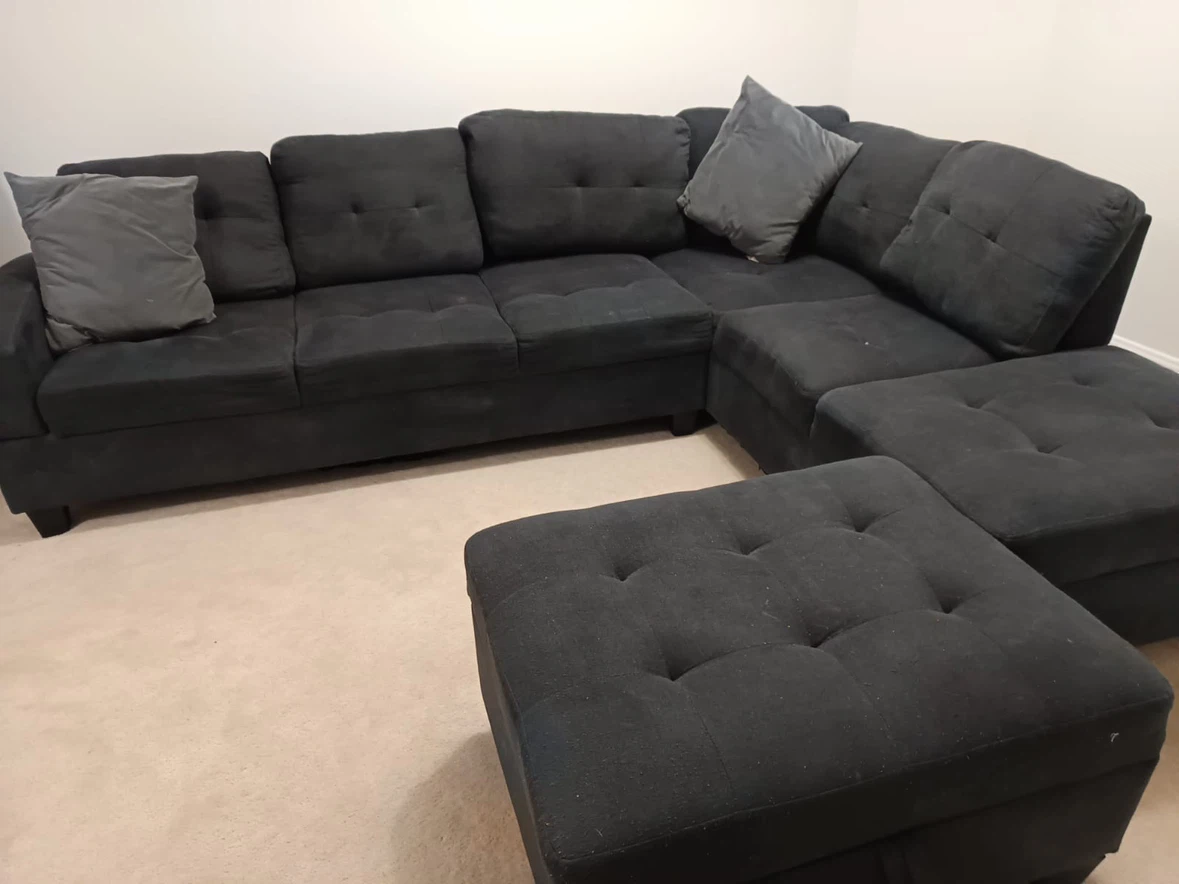 Dark Grey Sectional Sofa with Ottomans