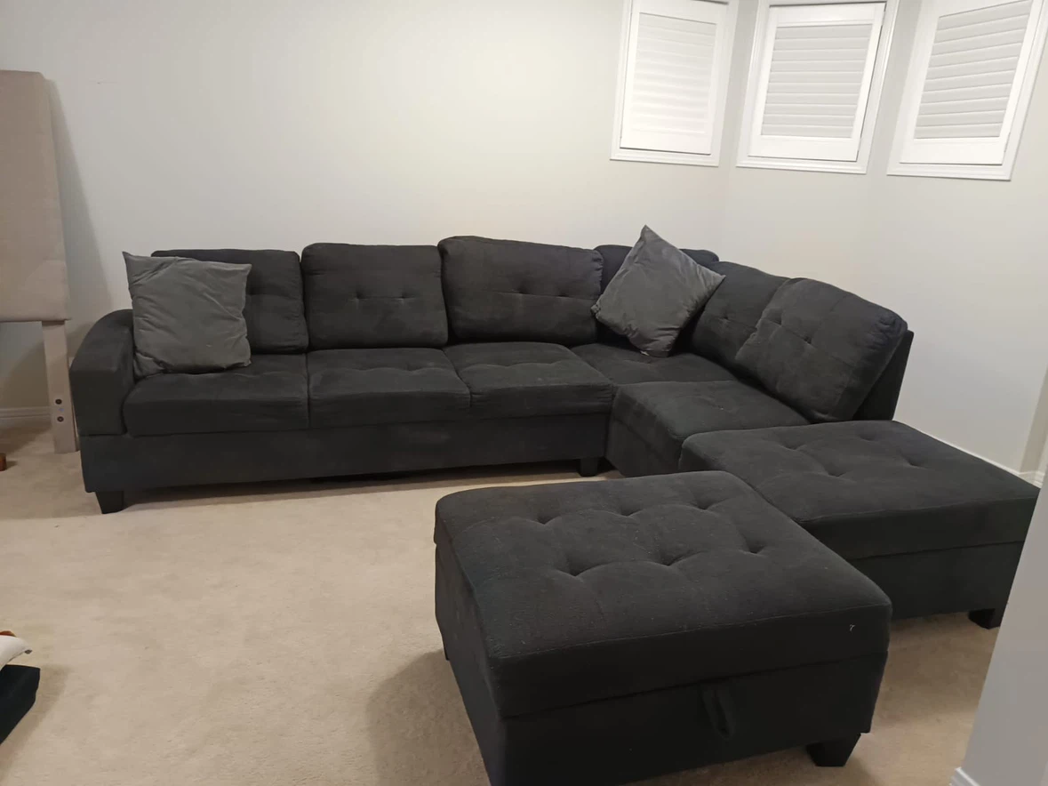 Dark Grey Sectional Sofa with Ottomans - photo 3
