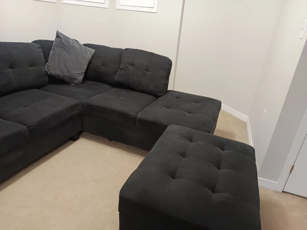 Dark Grey Sectional Sofa with Ottomans - photo 4