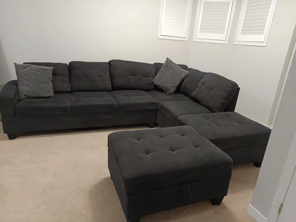 Dark Grey Sectional Sofa with Ottomans - photo 5