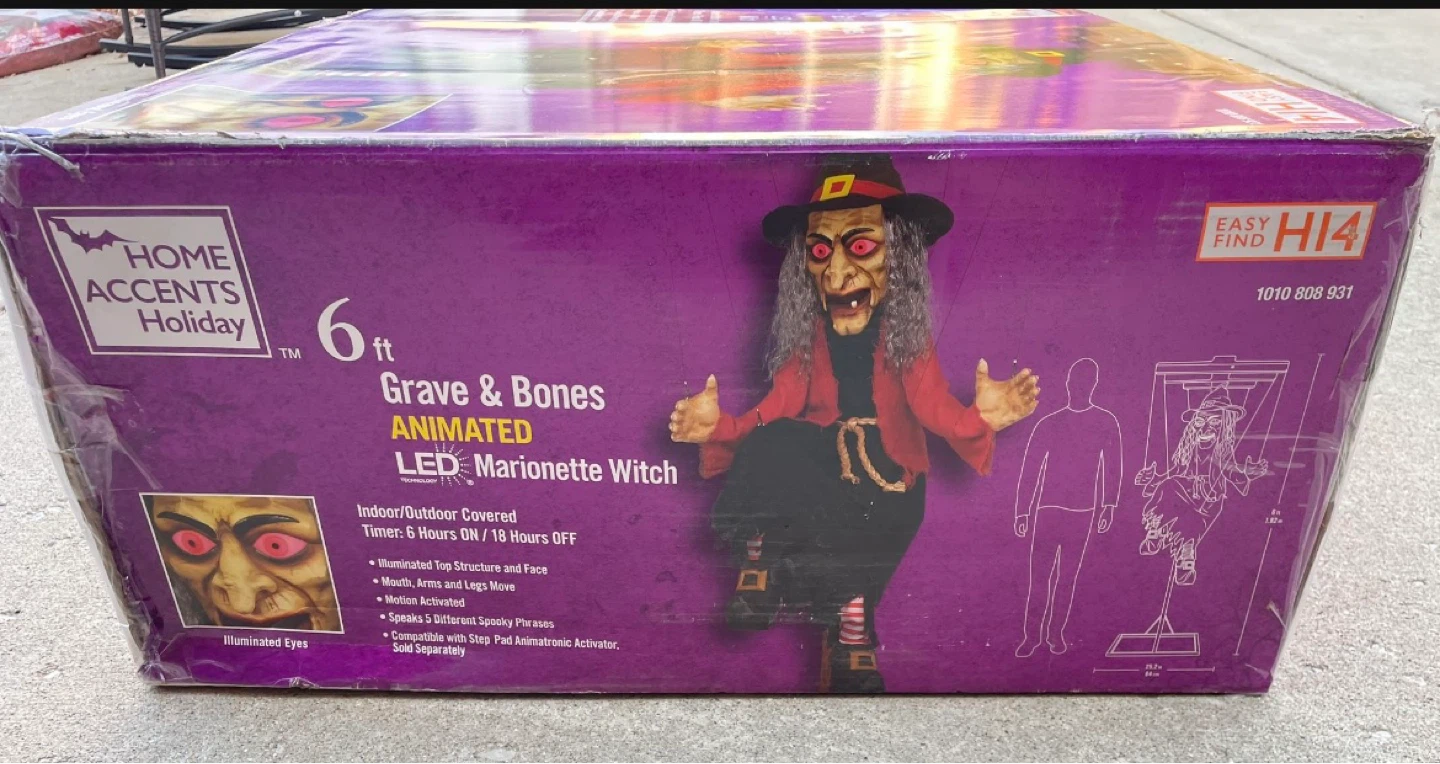 Halloween Animatronic 6' Marionette Witch Puppet Prop Animated - photo 4