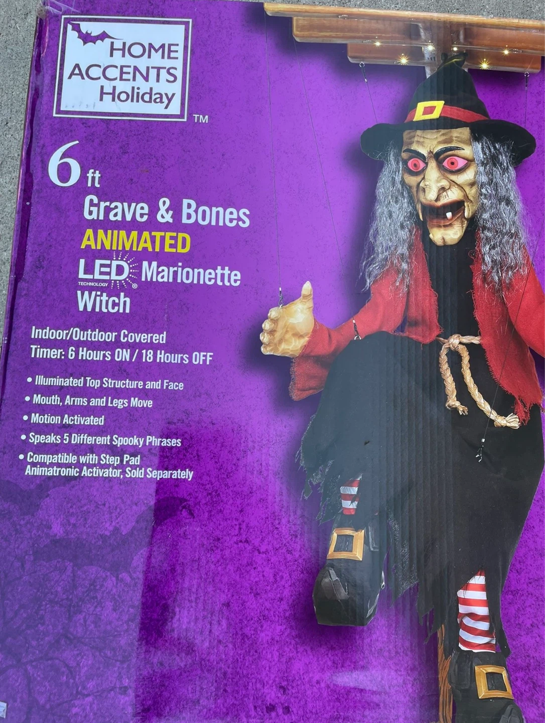 Halloween Animatronic 6' Marionette Witch Puppet Prop Animated - photo 2