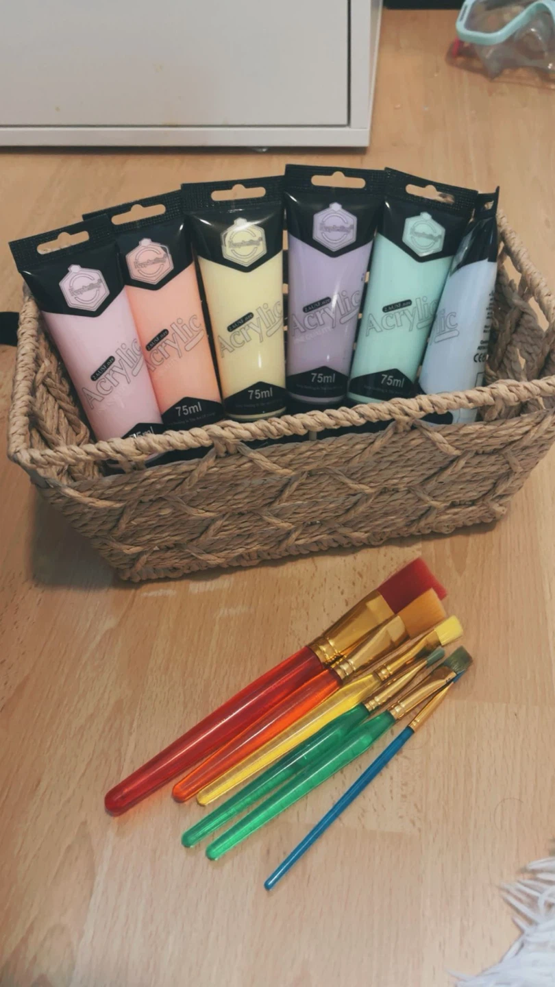 Set of 6 Acrylic Paints and Brushes