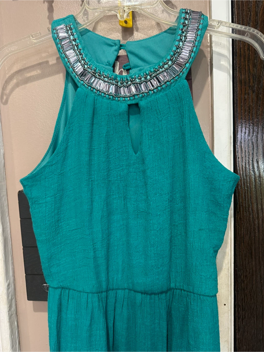 Teal Beaded Halter Maxi Dress - photo 2