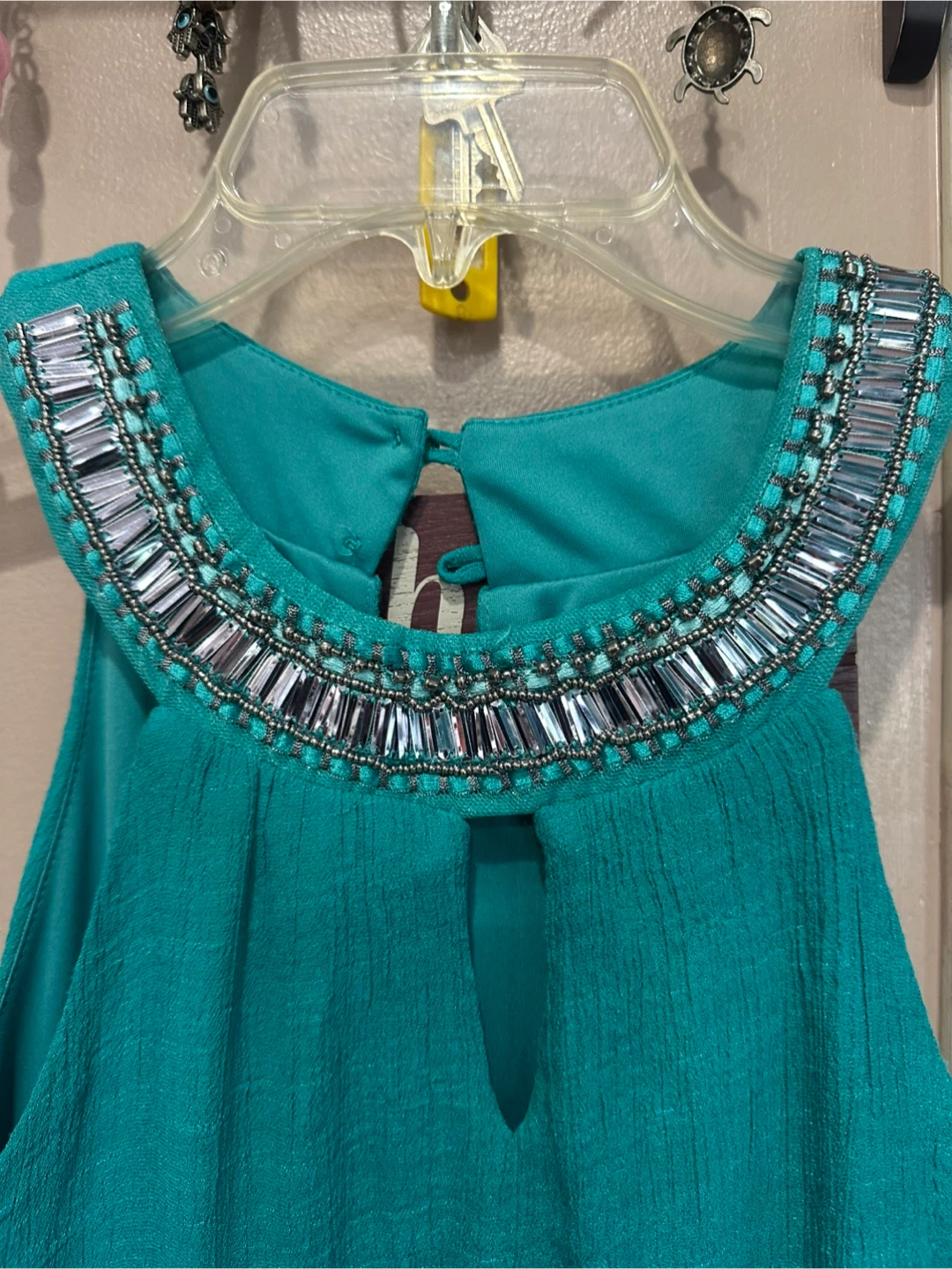 Teal Beaded Halter Maxi Dress - photo 3