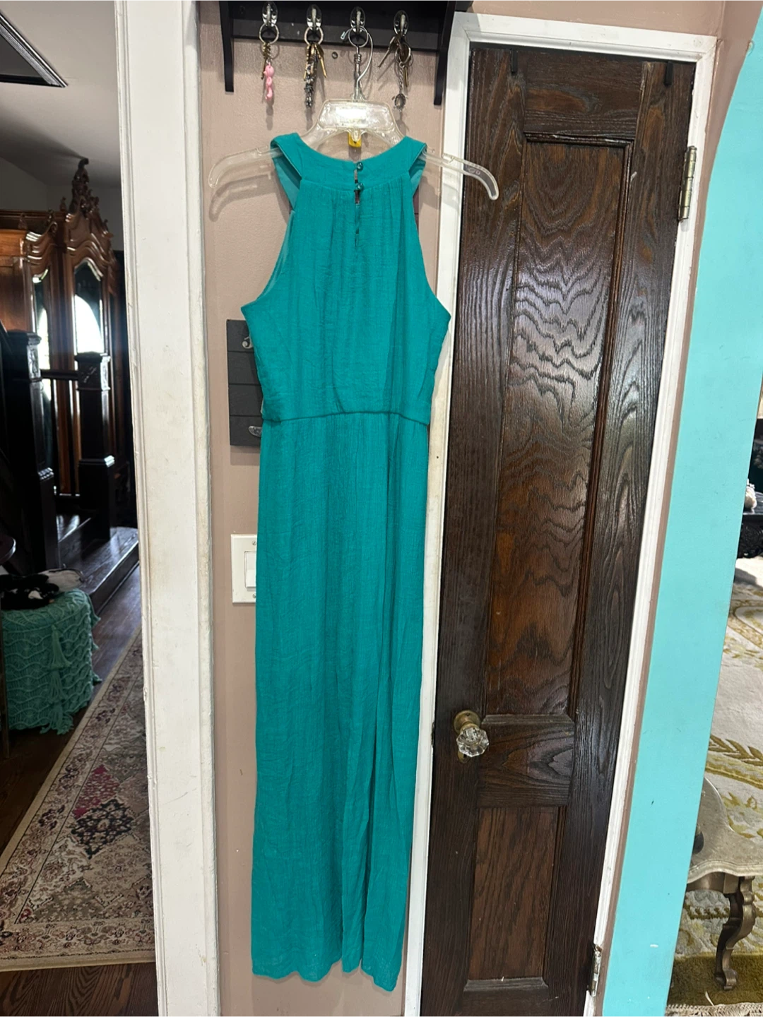 Teal Beaded Halter Maxi Dress - photo 5