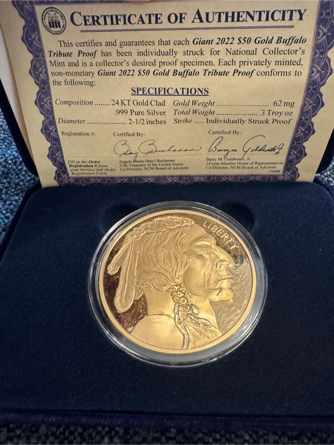 2022 Giant $50 Gold Buffalo Tribute Proof Coin
