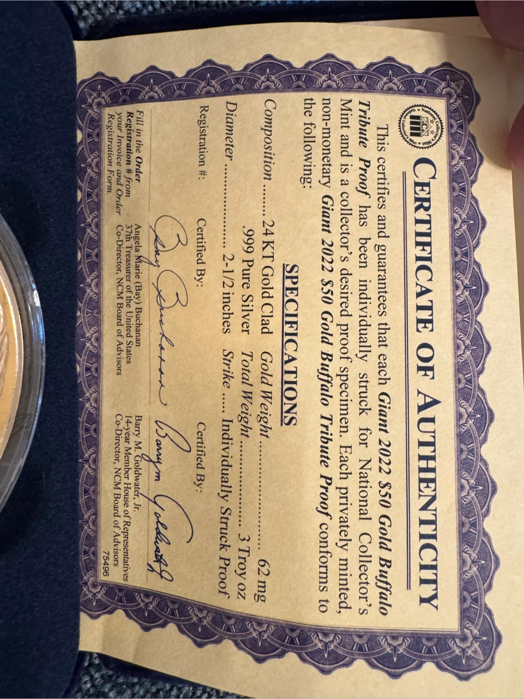 2022 Giant $50 Gold Buffalo Tribute Proof Coin - photo 2
