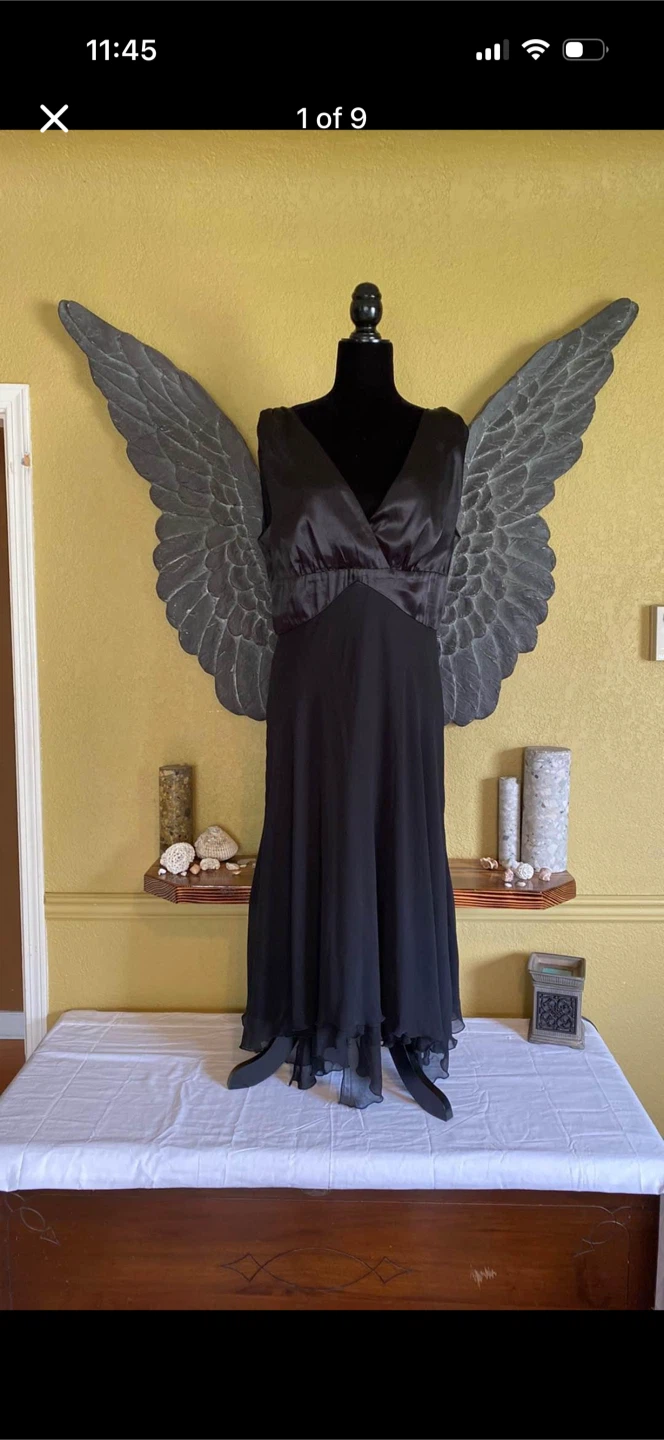 Connected Apparel Black Satin Top Dress