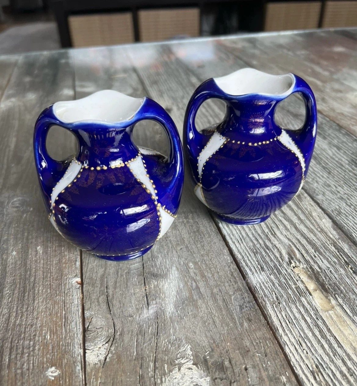 Pair of Ceramic Bud Vases Vintage Pottery Antique - photo 3
