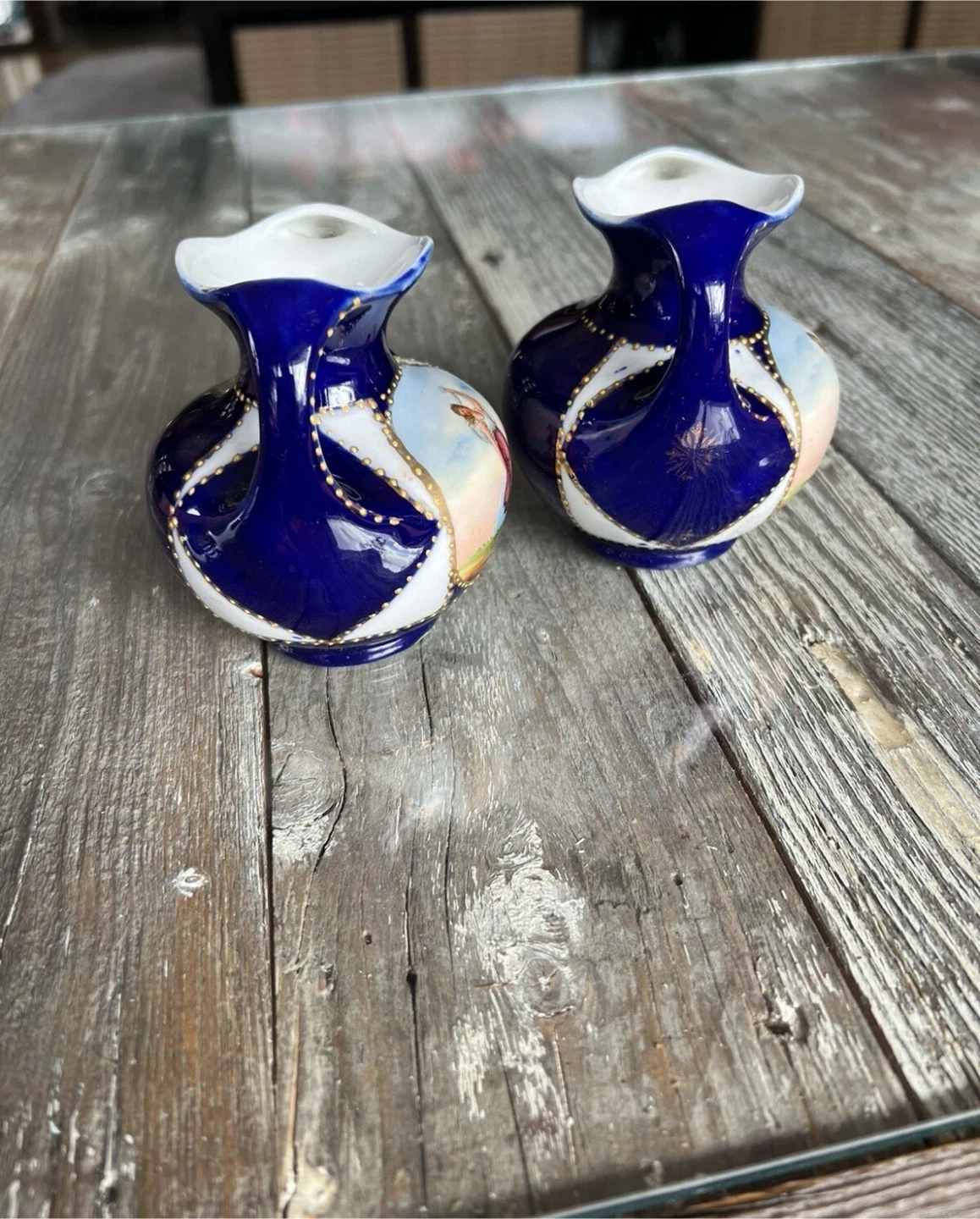 Pair of Ceramic Bud Vases Vintage Pottery Antique - photo 5
