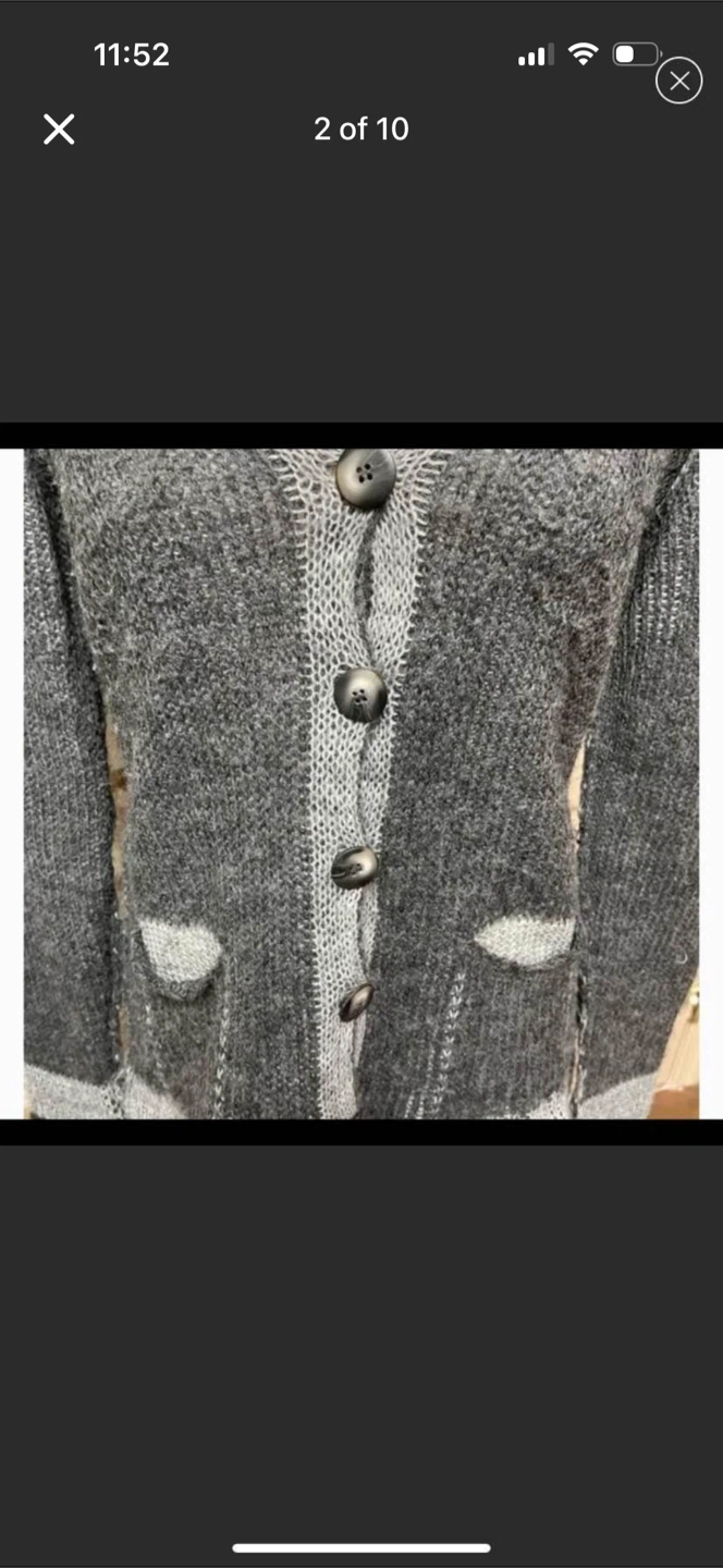Lineamaglia Cardigan Sweater Grey Wool Blend Italy Cable-Knit - photo 2
