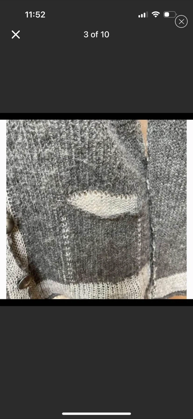 Lineamaglia Cardigan Sweater Grey Wool Blend Italy Cable-Knit - photo 4