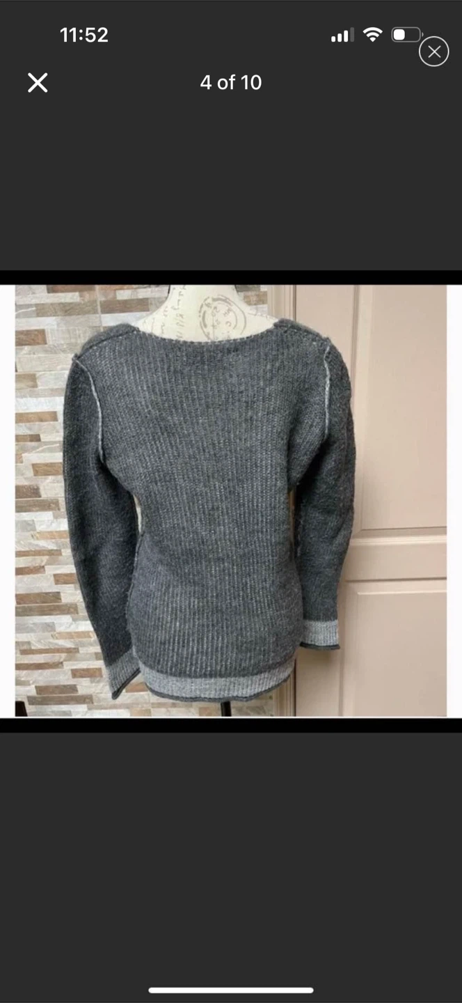 Lineamaglia Cardigan Sweater Grey Wool Blend Italy Cable-Knit - photo 5