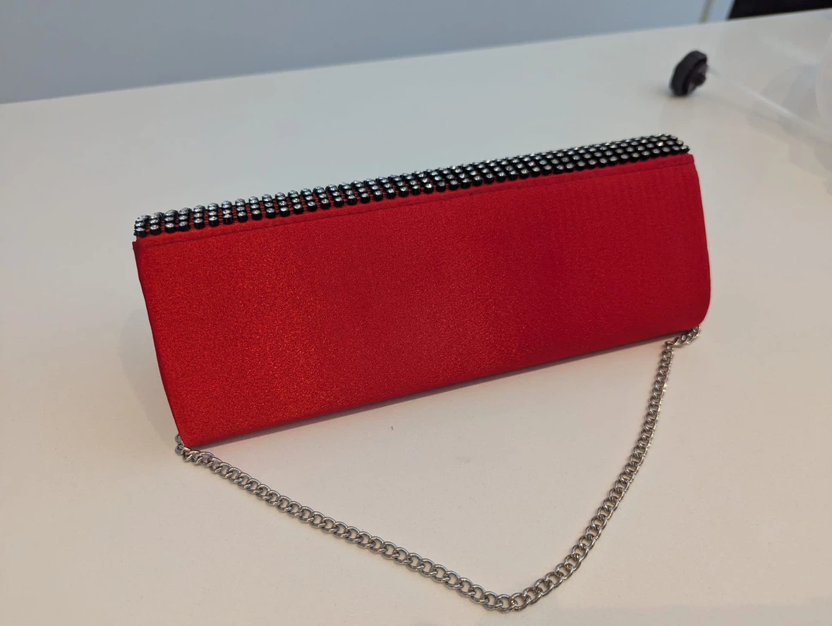 Red Clutch with Rhinestone Embellishments - photo 2