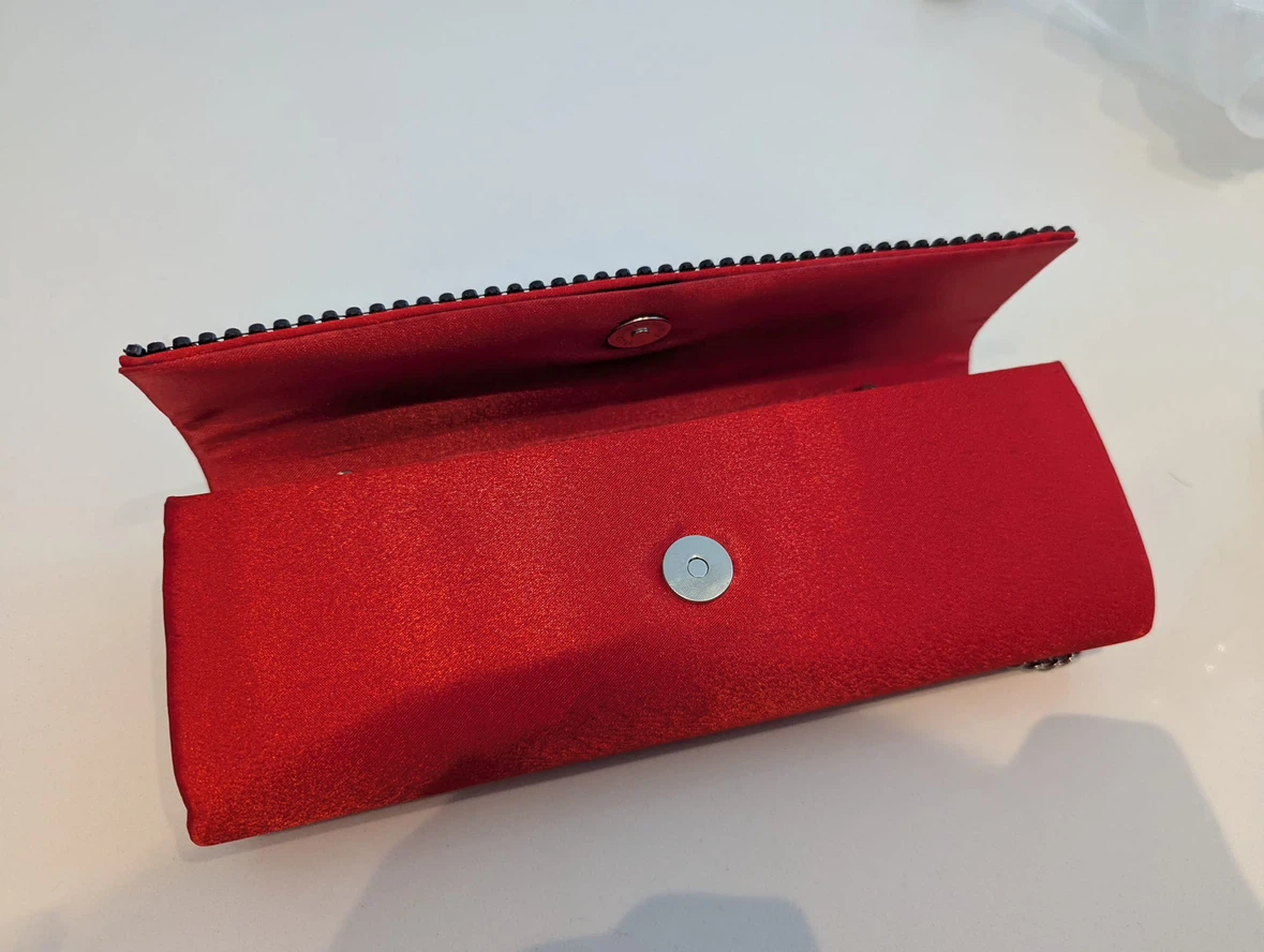 Red Clutch with Rhinestone Embellishments - photo 3