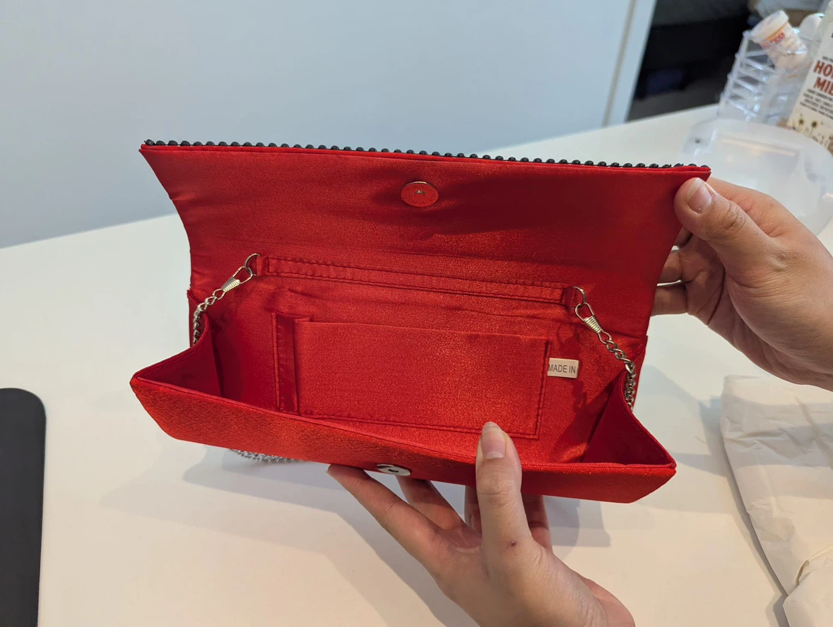 Red Clutch with Rhinestone Embellishments - photo 4