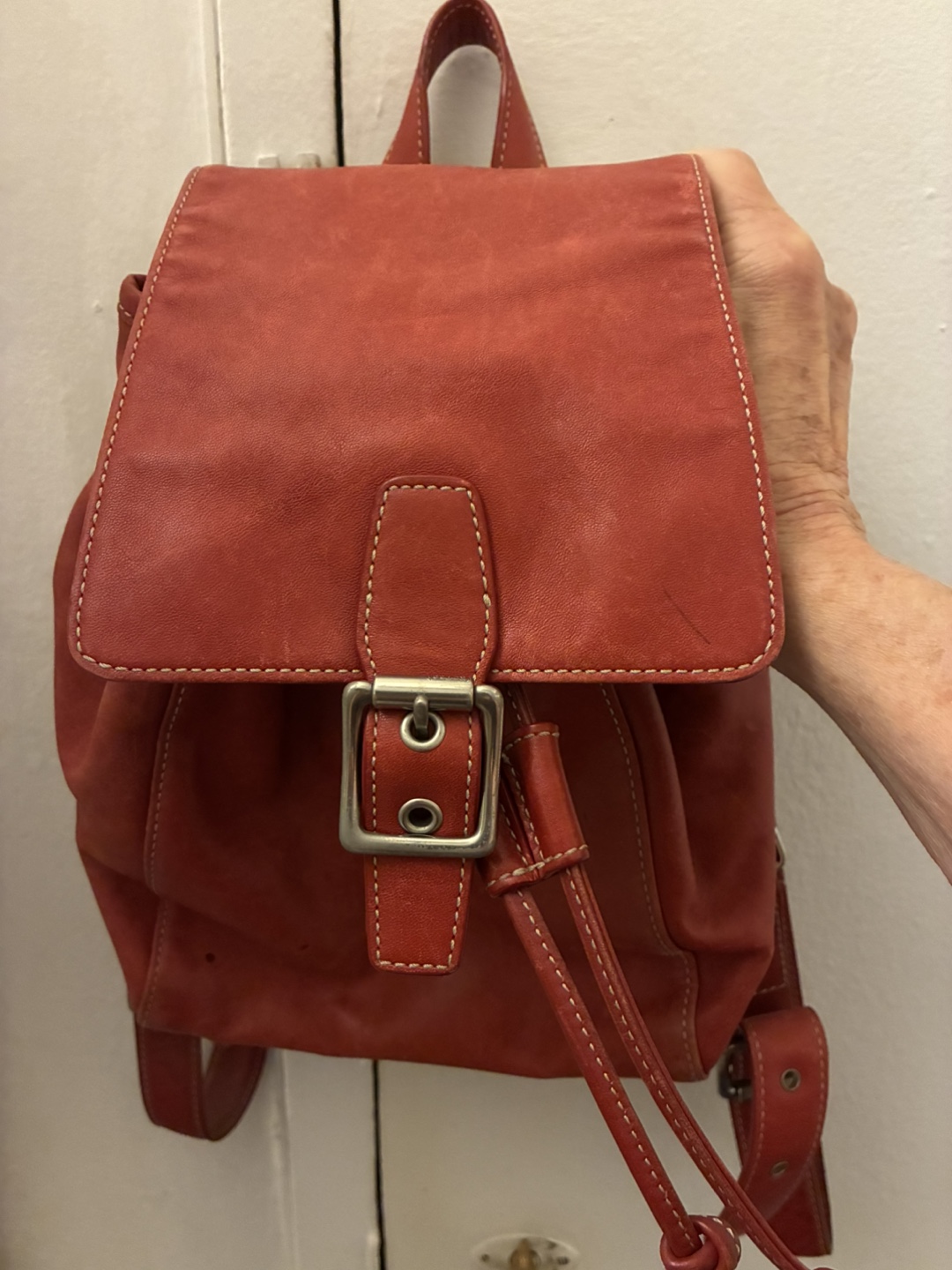 Coach Red Leather Backpack