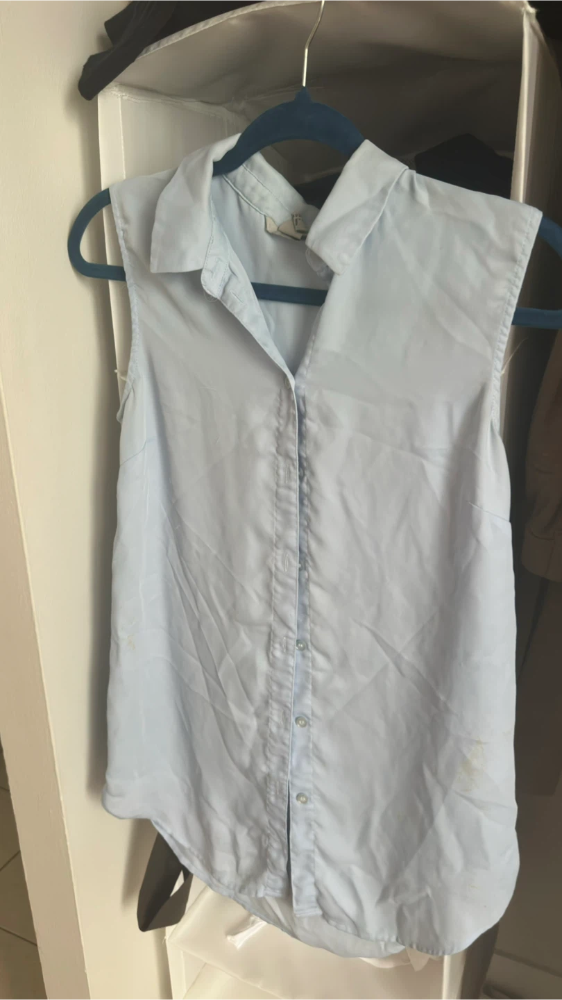 H&M Sleeveless Collared Shirt - Light Blue