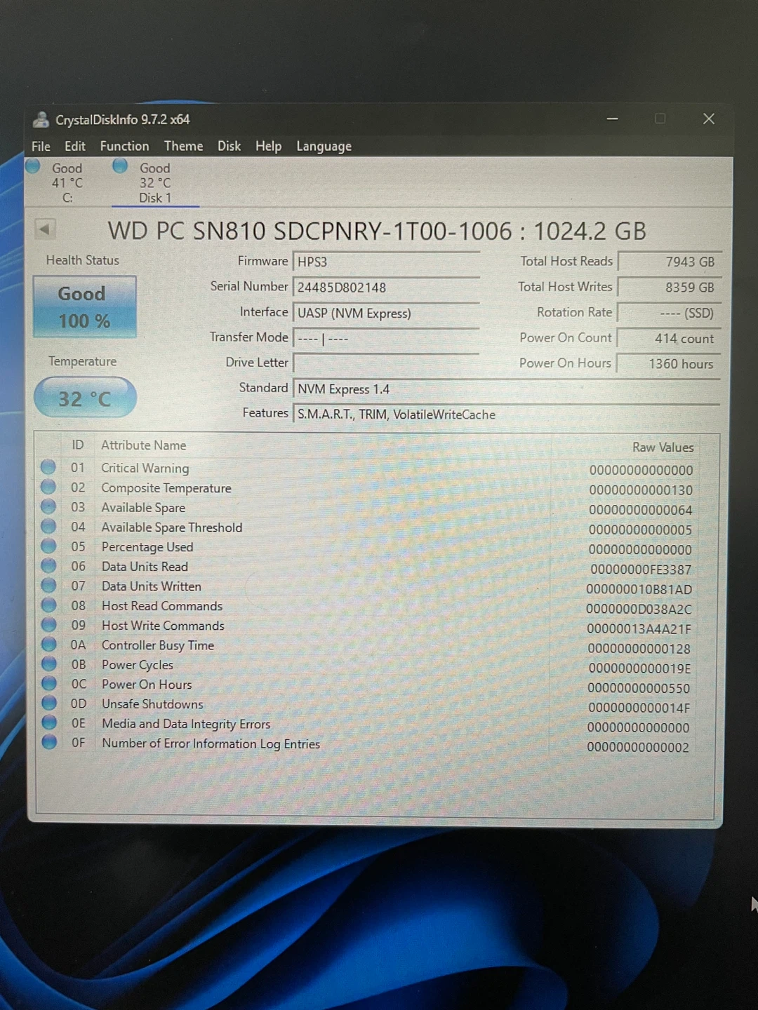 1TB Wd black 100% health - photo 2