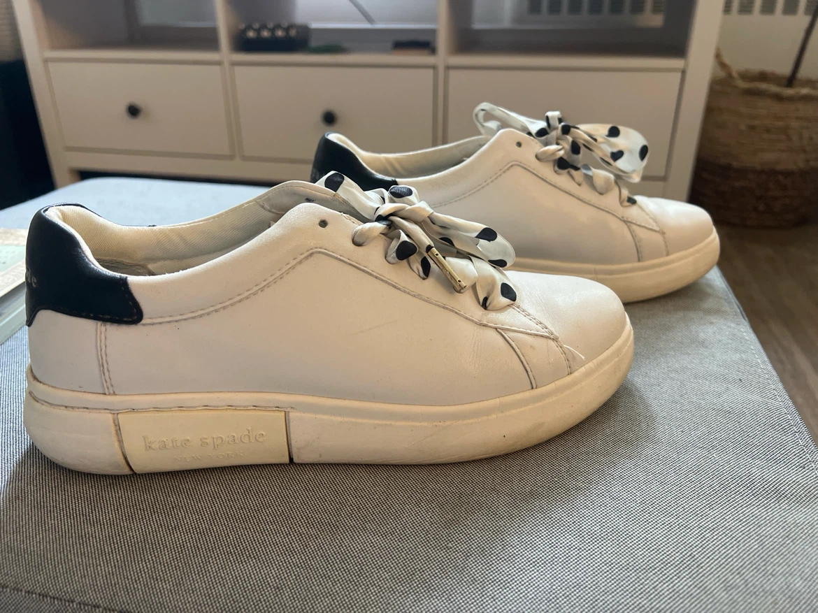 Kate Spade New York White Sneakers with Polka Dot Laces