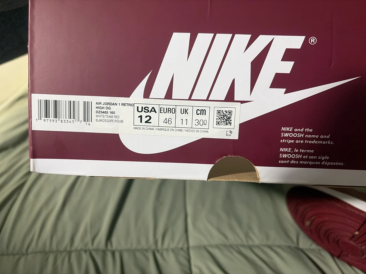 Nike Air Jordan 1 Retro High OG "Team Red" Size 12 - photo 2