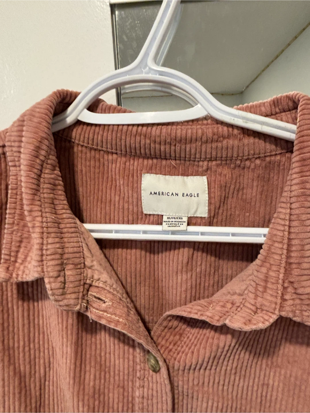 American Eagle Corduroy Button-Up Shirt - Pink - photo 3