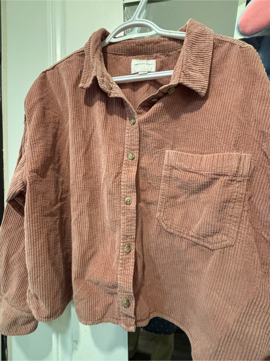 American Eagle Corduroy Button-Up Shirt - Pink - photo 4