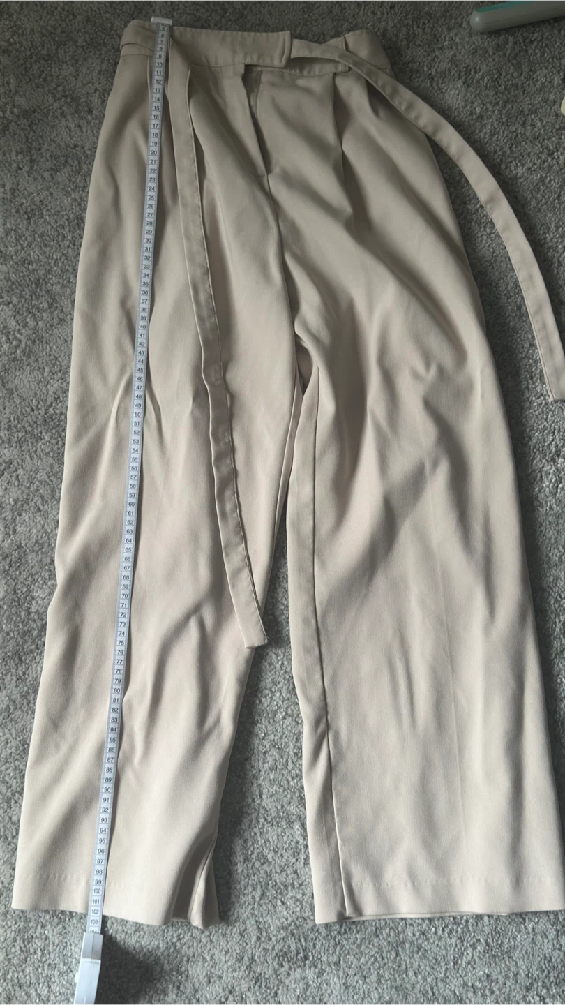 Beige Wide Leg Belted Pants - photo 2