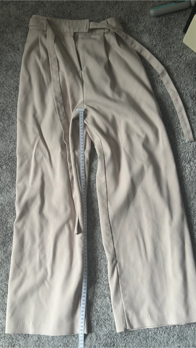 Beige Wide Leg Belted Pants - photo 3