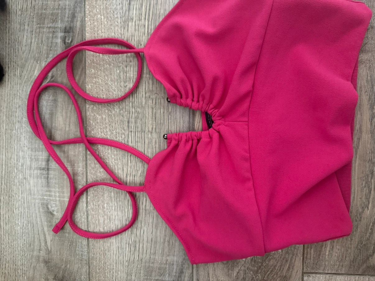 ZARA Pink Halterneck crop top - photo 3